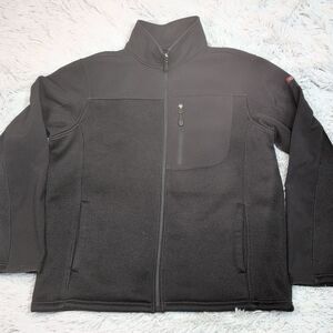 Swiss Tech Jacket Mens M Black‎ Military Zip Up Gorpcore Warm Activewear Pockets